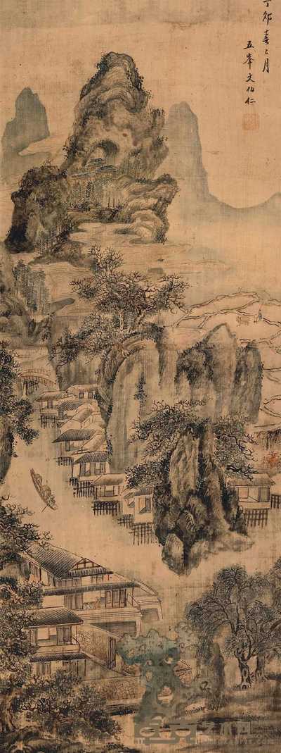 文伯仁(款) 山水 立轴 101×38cm